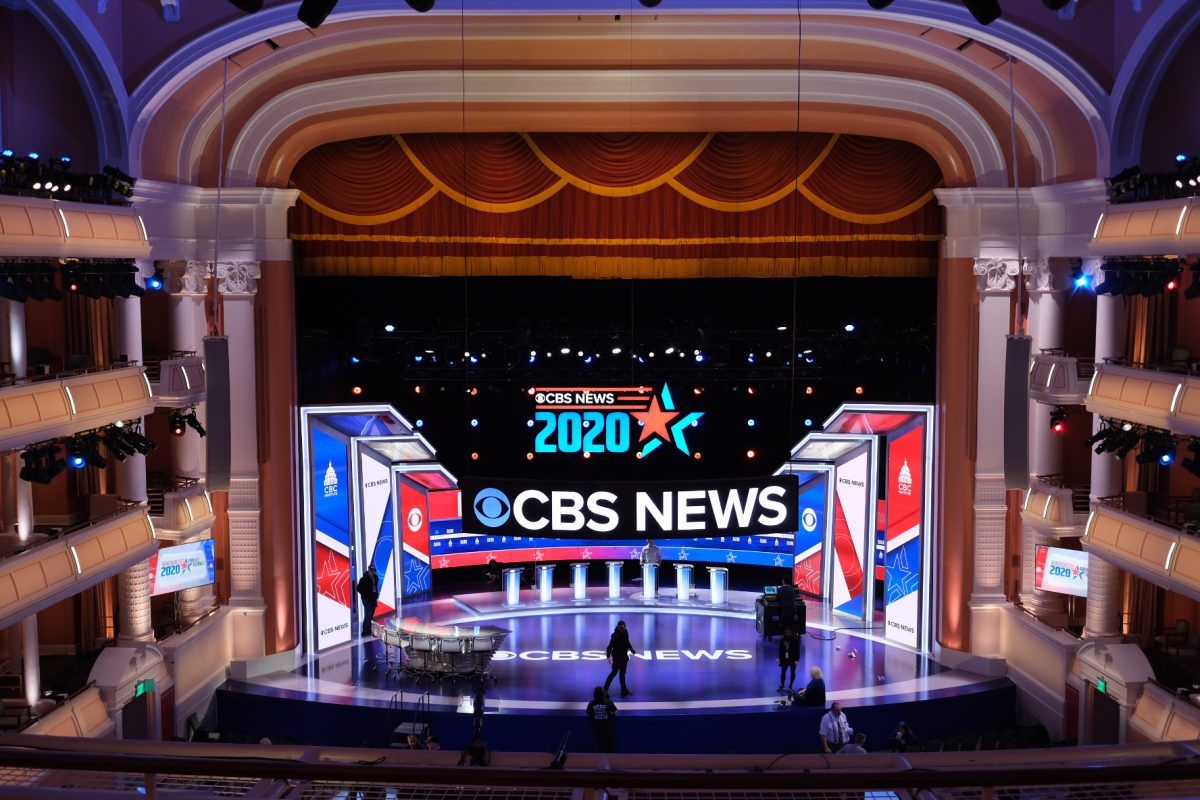 cbs 2020 debate broadcast tv set